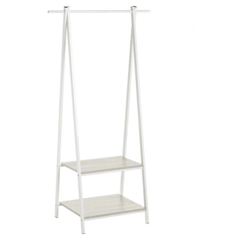 

Perchero con estante nórdico blanco de metal de madera de 150x45x55 cm
