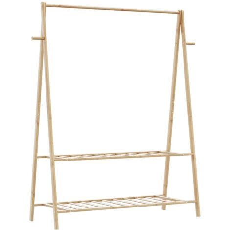Perchero con estantes bambú 132x45,5x150,5 cm