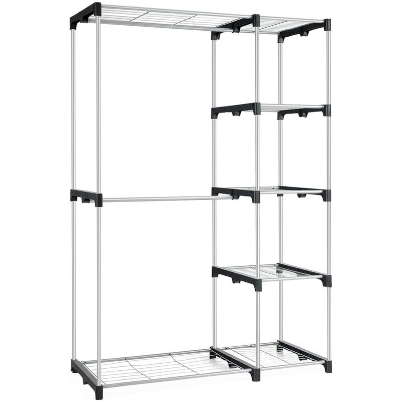 

Perchero con Estantes de Metal Colgar Estante de Ropa Armario Perchero con Riel de Ropa 117x50x172centímetros Organizador para Dormitorio Guardarropa