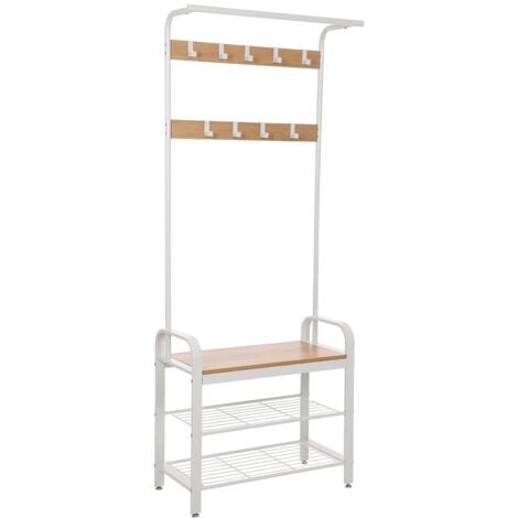 Perchero con estantes para zapatos y ganchos desmontables - H183 cm