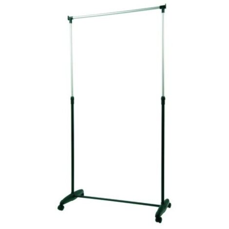 Perchero con ruedas Acero inoxidable 87-160cm Negro - Altura regulable MSV