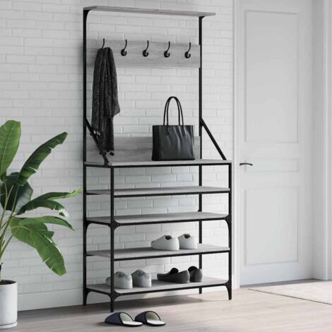 Perchero con zapatero gris  90x34x184 cm