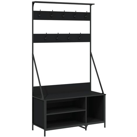 Perchero con zapatero negro 100x41x184 cm vidaXL