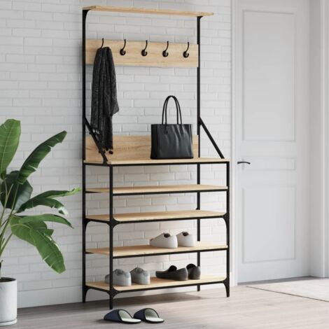 Perchero con zapatero roble Sonoma 90x34x184 cm vidaXL
