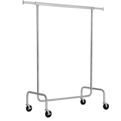 Perchero Cromado con Ruedas Longitud Ajustable Movible Capacidad de Carga de 130kg (110-150) x 55 x 160cm HSR11S