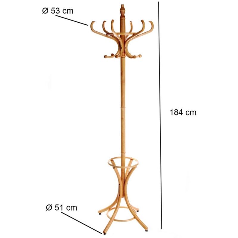 

Perchero de 12 brazos clásico marrón de madera de 184 cm