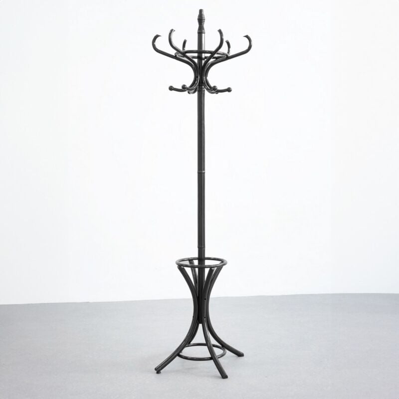 

Perchero de 12 brazos clásico negro de madera de 184 cm