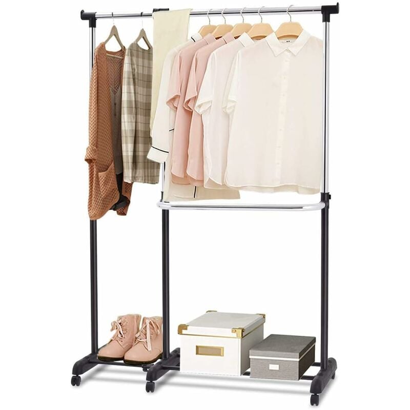 

Perchero de Burro Extensible con Ruedas Telescópico Altura Ajustable para Ropa Zapatos - Costway