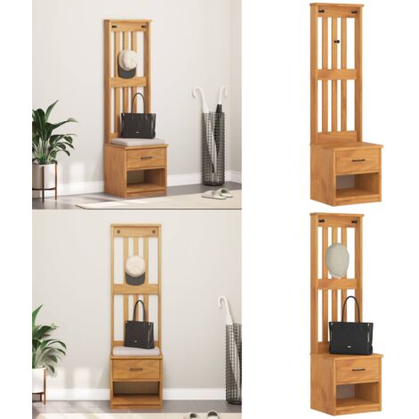 Perchero de entrada SANDNES 45x40x159,5cm madera maciza de pino - Banco de pasillo - Almacenamiento de entrada