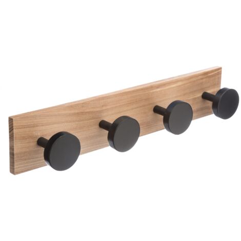 Perchero de madera 4 colgadores negro