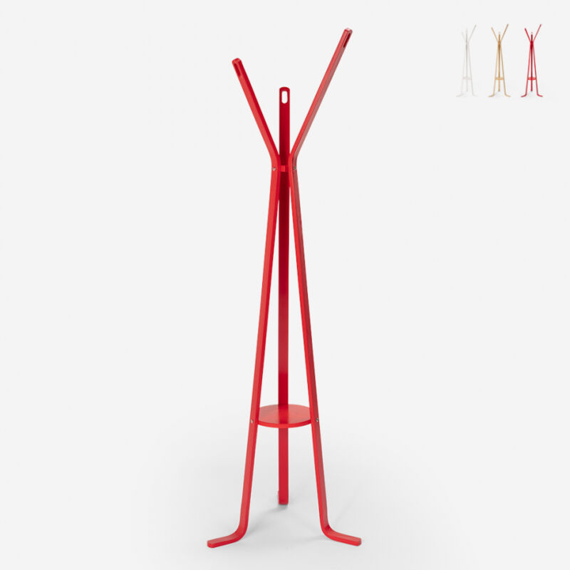 

Perchero de madera de diseño nórdico, entrada, sala de estar Nordstrand | Color: Rojo