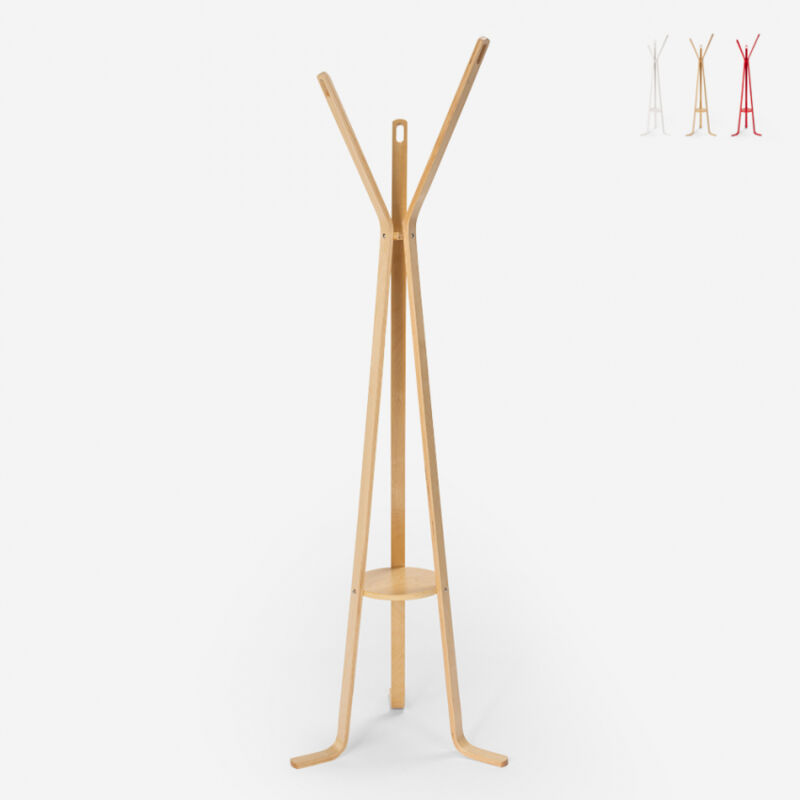 

Perchero de madera de diseño nórdico, entrada, sala de estar Nordstrand | Natural