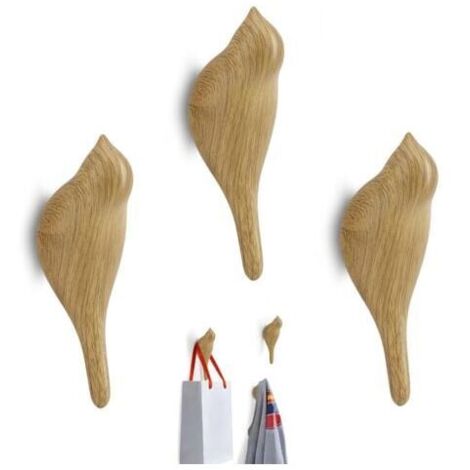 Perchero de madera con forma de pájaro, multifuncional, de resina, para colgar abrigos, toallas, sombreros y bolsos, de resina y madera - 3 piezas (resina sintética)