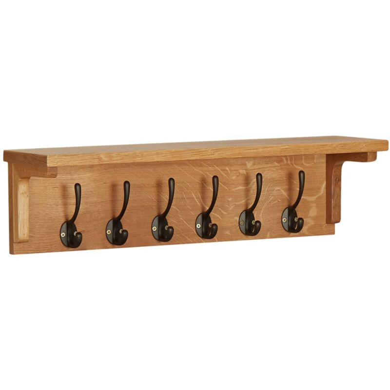 

vidaXL Perchero de madera maciza de roble 60x16x16 cm - Marrón