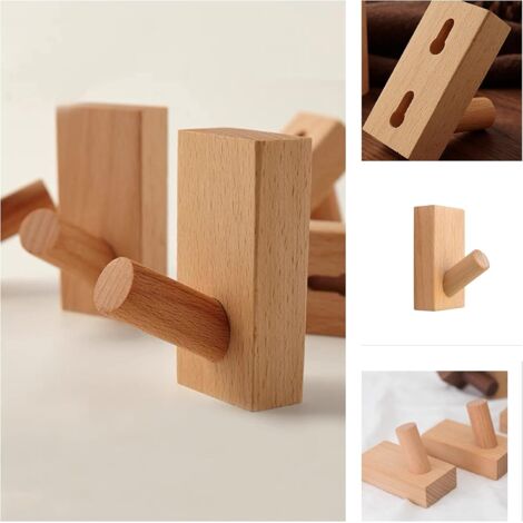 Perchero de madera para pared, perchero decorativo, caja de almacenamiento única (4 piezas rectangulares de haya)