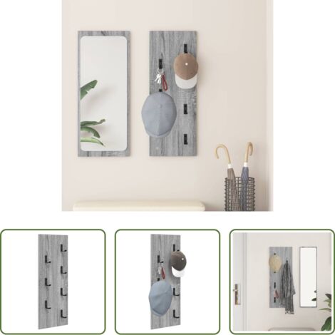 Perchero de madera -  Perchero de pared Gris Sonoma 30 x 1,5 x 80 cm