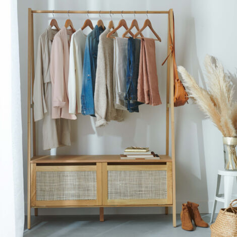 Perchero de madera y ratán A110 x A165 cm ARKA Roble