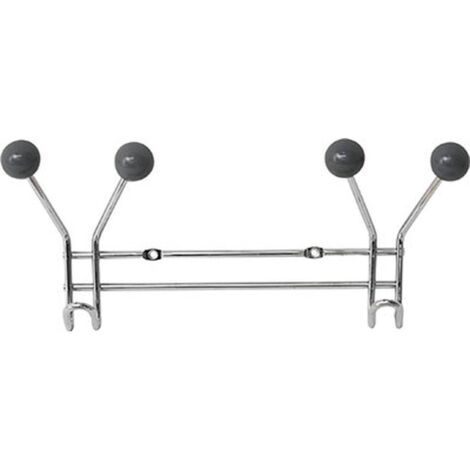 Perchero de metal 2 ganchos para fijar decoración de resina gris - gris cromado - Tendance