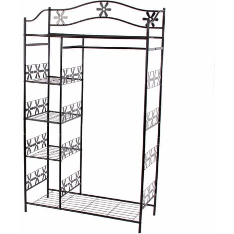 Perchero de metal Ginebra, perchero armario estante de metal 172x100x43cm