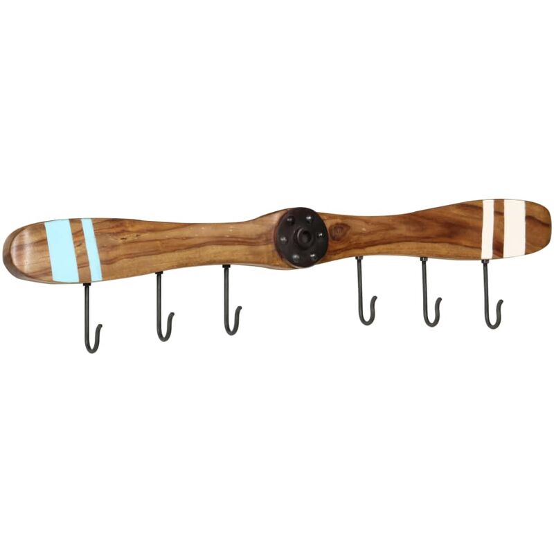 

BHD - Perchero de pared 6 ganchos madera maciza sheesham 108x6x19 cm