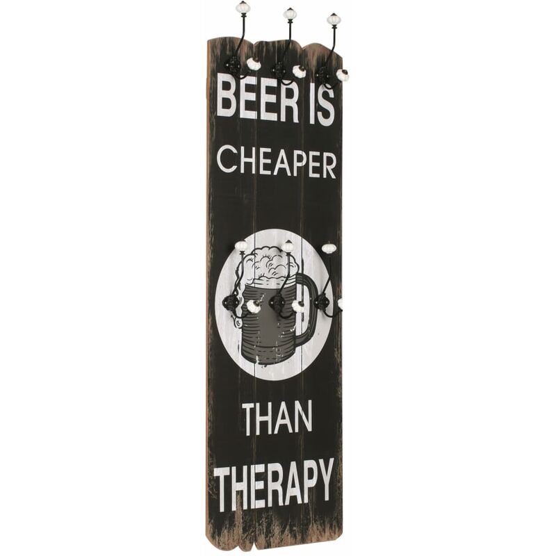 

Perchero de pared BEER CHEAPER con 6 ganchos 120x40 cm - Multicolor