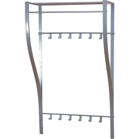 Perchero de pared con 12 ganchos para barra y estante MED05014
