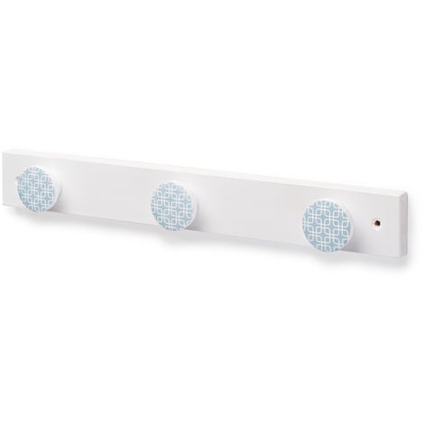 REI Perchero de Pared con 3 Colgadores Estilo Decorativo Fabricado en Pino - Haya Acabado en Blanco - Gris Gran Capacidad de Carga Medidas 3544640 mm Sistema de Fijación Atornillado 1 Unidad