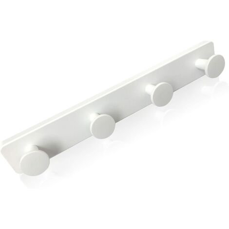 Perchero de pared con 4 ganchos, blanco, 28 cm, resistente y fácil de instalar, para baño/pasillo/dormitorio, 1 pieza