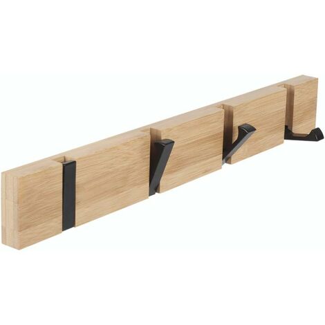 Perchero de pared de madera multicolor con 4 ganchos