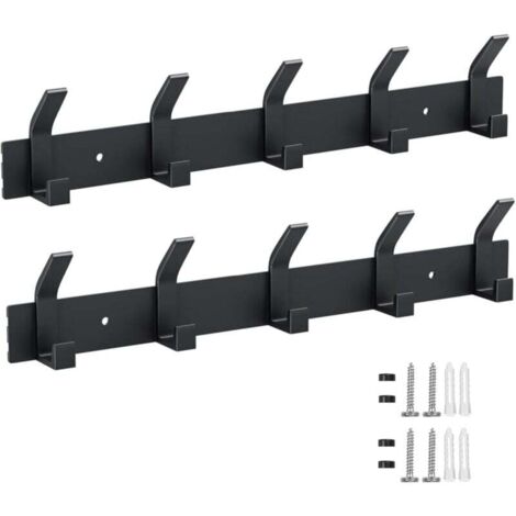 Perchero de pared con 5 ganchos, de metal, para entrada, dormitorio, baño y cocina (negro)