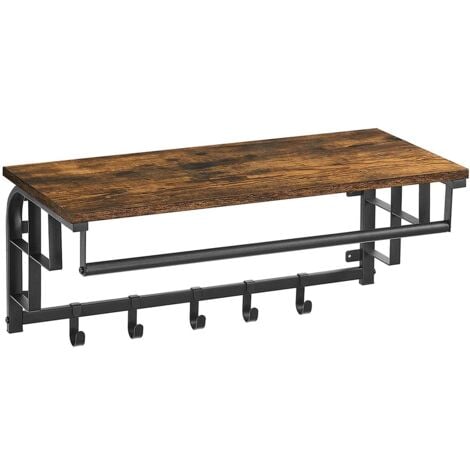 Perchero de pared con 5 ganchos removibles y barra - L66 cm
