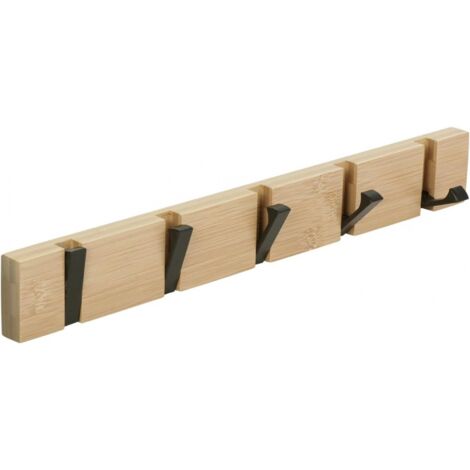 Perchero de pared con 5 ganchos retráctiles, perchero de pared para colgar abrigos, bufandas, bolsos y otros artículos, color marrón, 1 ud.