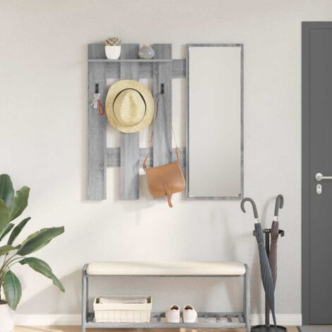 Perchero de pared con espejo Gris  100 x 10 x 100 cm