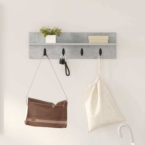 Perchero de pared con estante Gris hormigón 60 x 10.5 x 18 cm