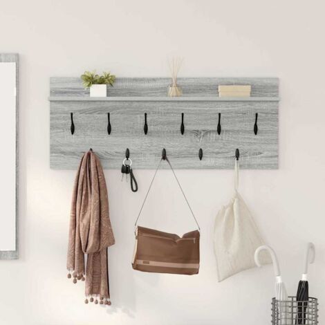 Perchero de pared con estante Gris  Madera contrachapada