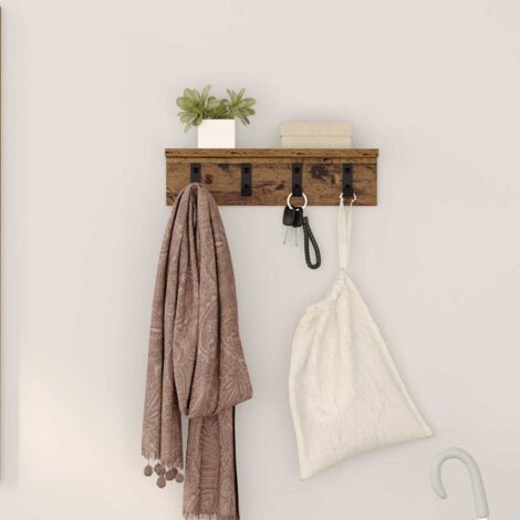 Perchero de pared con estante Madera vieja 40 x 10.5 x 10.5 cm