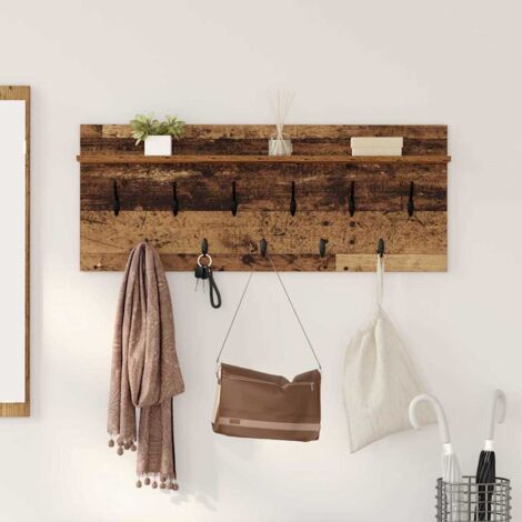 Perchero de pared con estante Madera vieja Madera contrachapada vidaXL