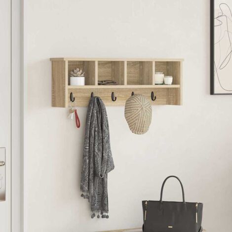 Perchero de pared con estante Roble  75 x 16 x 26 cm