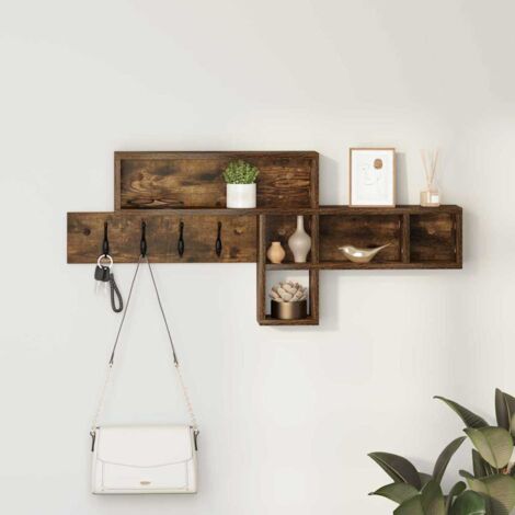 Perchero de pared con estante Roble ahumado 100 x 12 x 43.5 cm