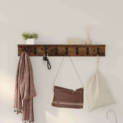 Perchero de pared con estante Roble ahumado 80 x 10.5 x 10.5 cm