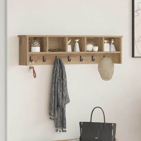 Perchero de pared con estante Roble artisan 100 x 16 x 26 cm