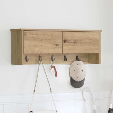Perchero de pared con estante Roble artisan 80 x 20 x 30 cm