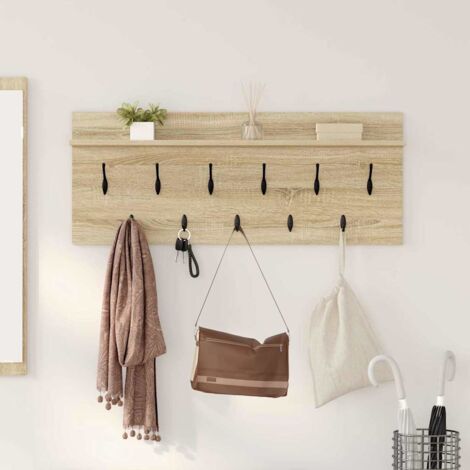 Perchero de pared con estante Roble  Madera contrachapada