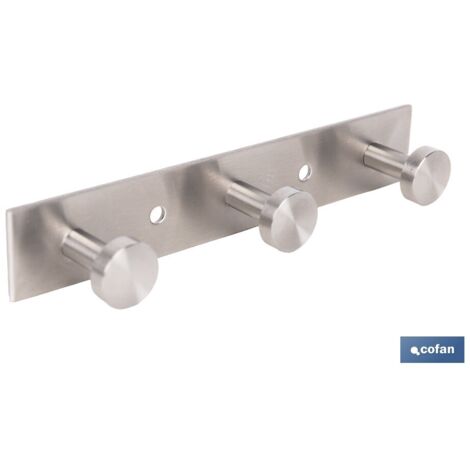 Perchero de pared de acero inoxidable 304 con 3 pomos 15,6 x 2,7 x 2,8 cm