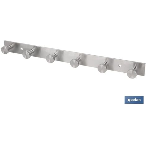 PERCHERO DE PARED DE ACERO INOXIDABLE 304 CON 6 POMOS 33,51 X 2,7 X 2,8 CM