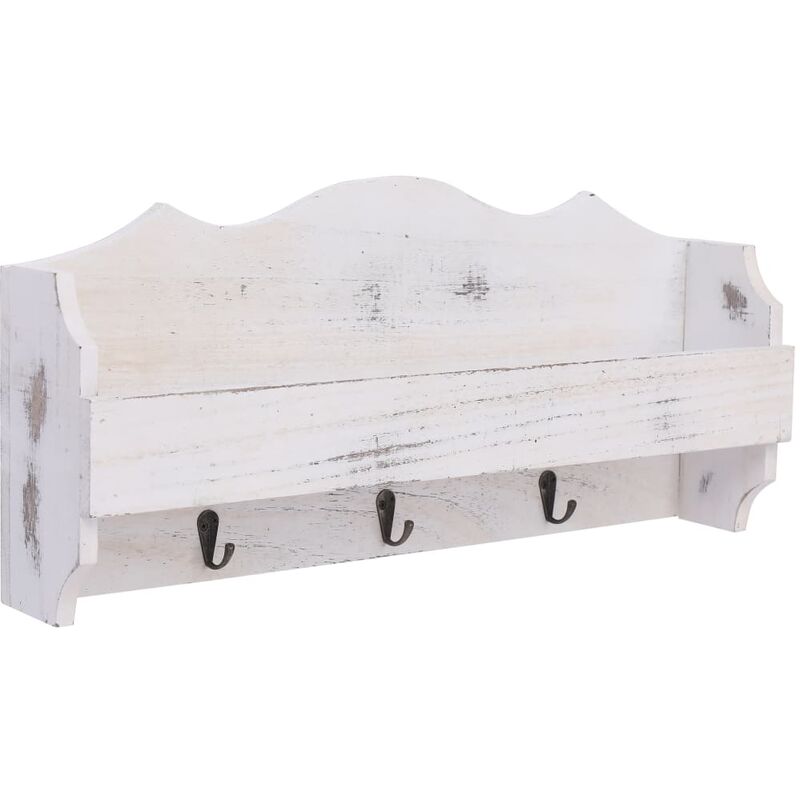 

Perchero de pared de madera blanco 50x10x23 cm