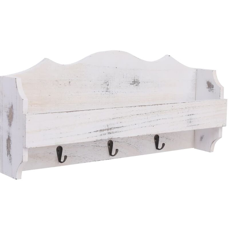 

vidaXL Perchero de pared de madera blanco 50x10x23 cm - Blanco
