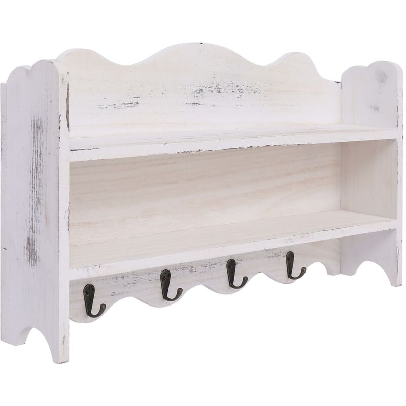 

Perchero de pared de madera blanco 50x10x30 cm