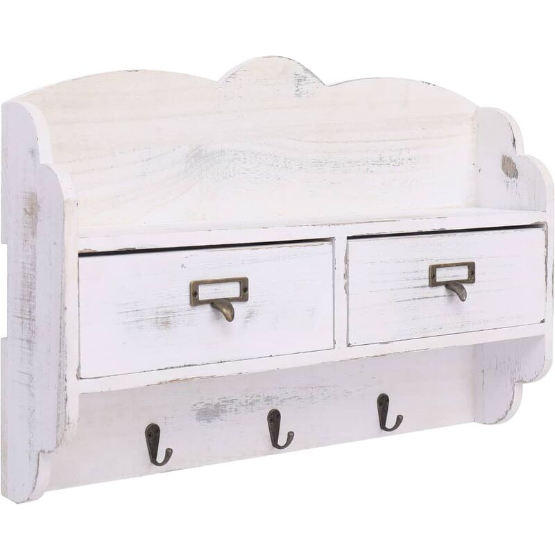 

Perchero de pared de madera blanco 50x10x34 cm