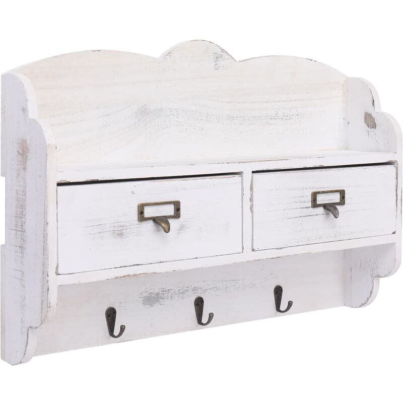

Perchero de pared de madera blanco 50x10x34 cm - Blanco